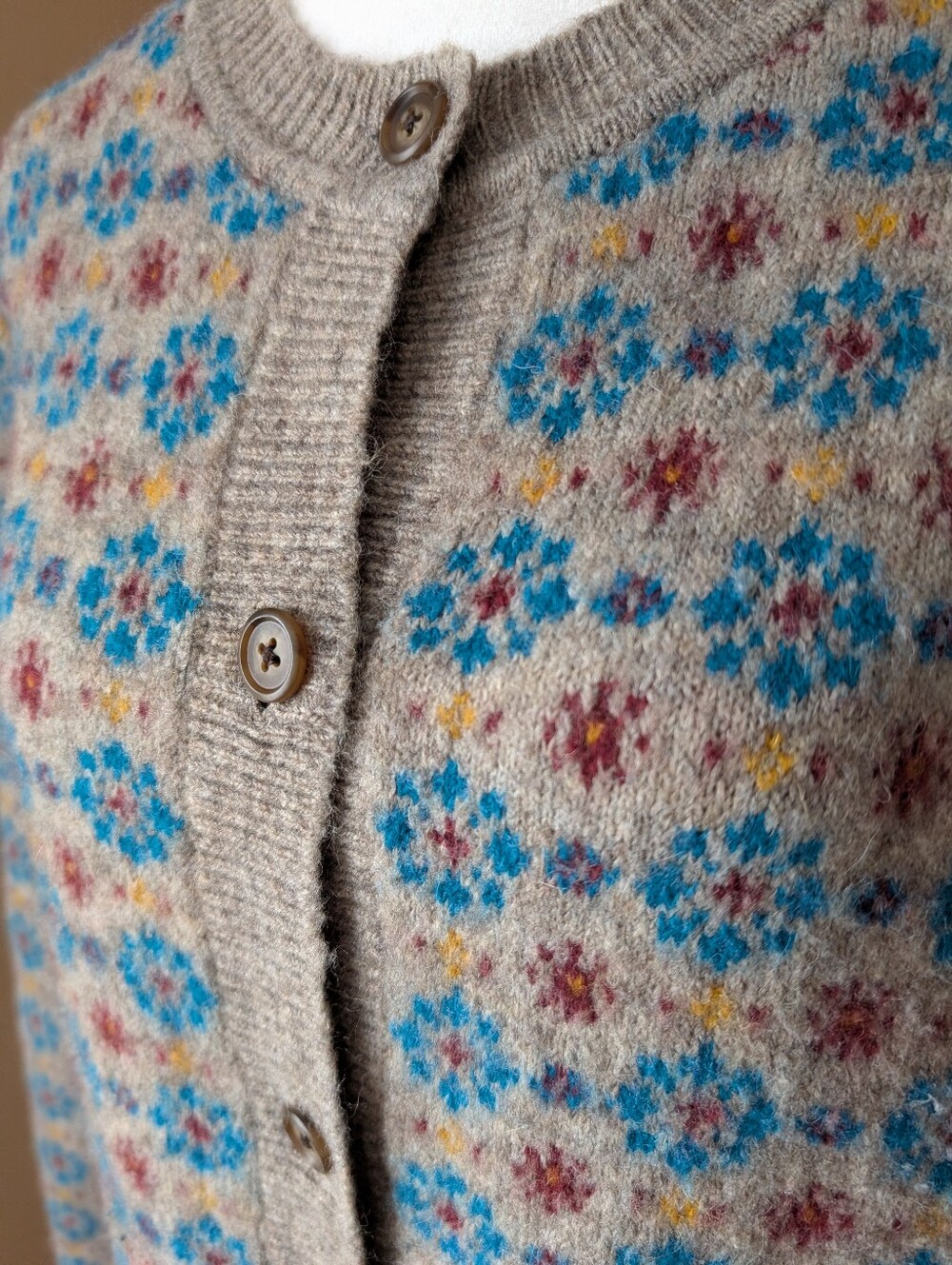 Uniqlo Ines de la Fressange Fair Isle Cardigan Sweater Wool Alpaca XL Multi - Picture 7 of 13